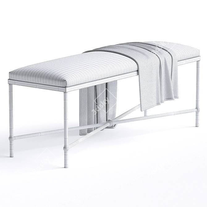 Plush Polyester Bench Seating 3D model image 3