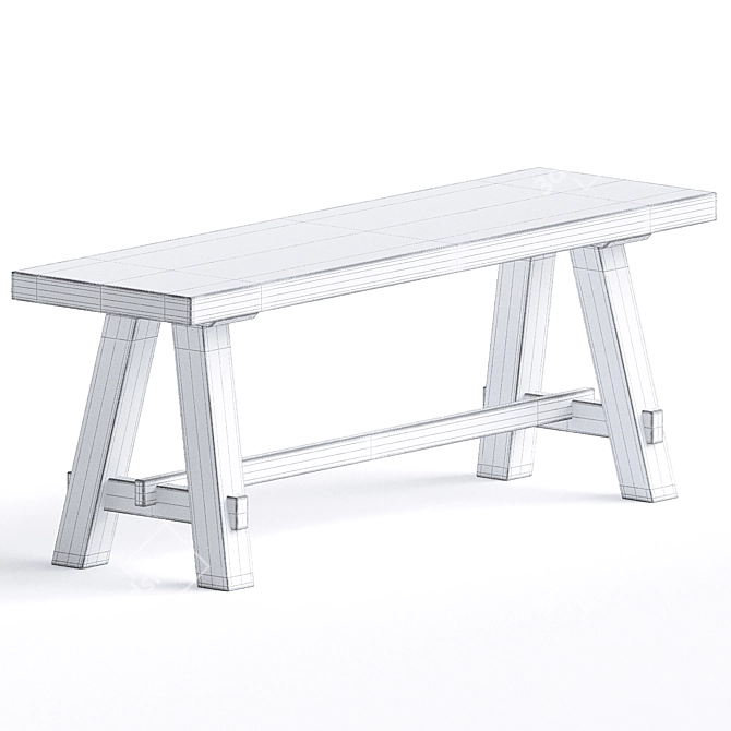 Elyon Rustic Wood Industrial Bench 3D model image 4