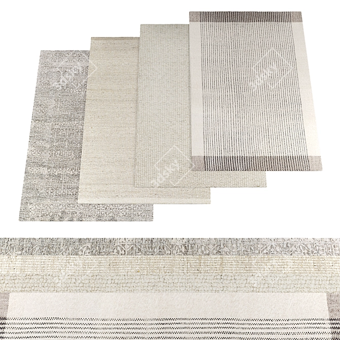 High-Res Textured Rugs Set 3D model image 1