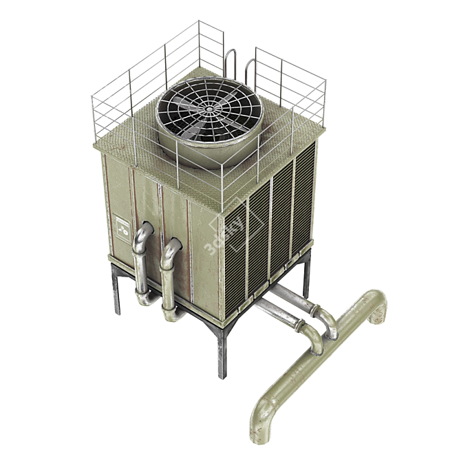 Industrial Cooling Tower 3D Model 3D model image 3