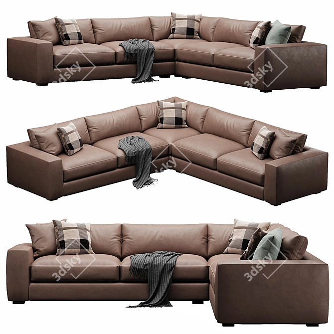Modern Oceanside Low Deep Sectional 3D model image 4