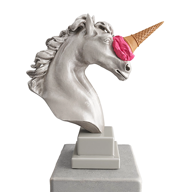 Unicorn Fantasy Ceramic Sculpture 3D model image 1