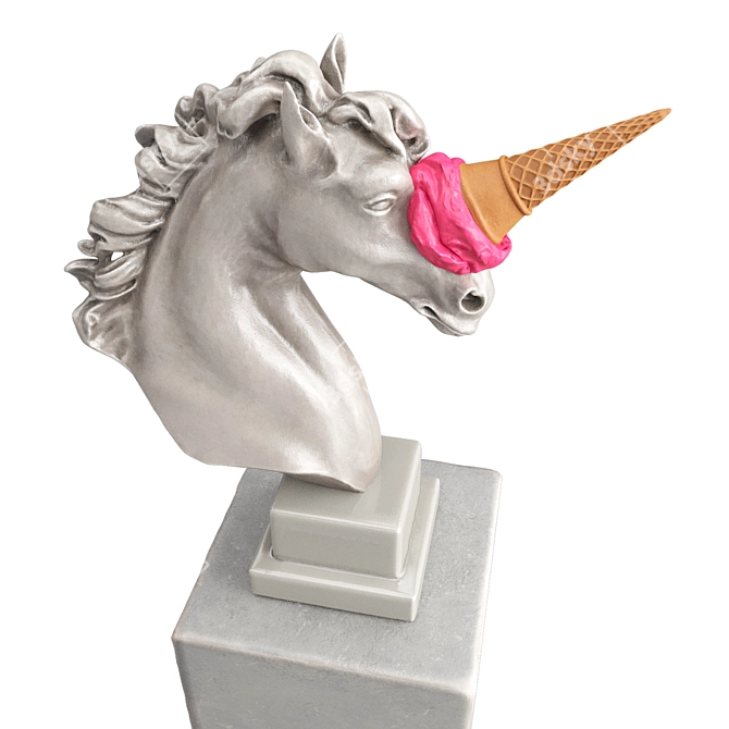 Unicorn Fantasy Ceramic Sculpture 3D model image 3