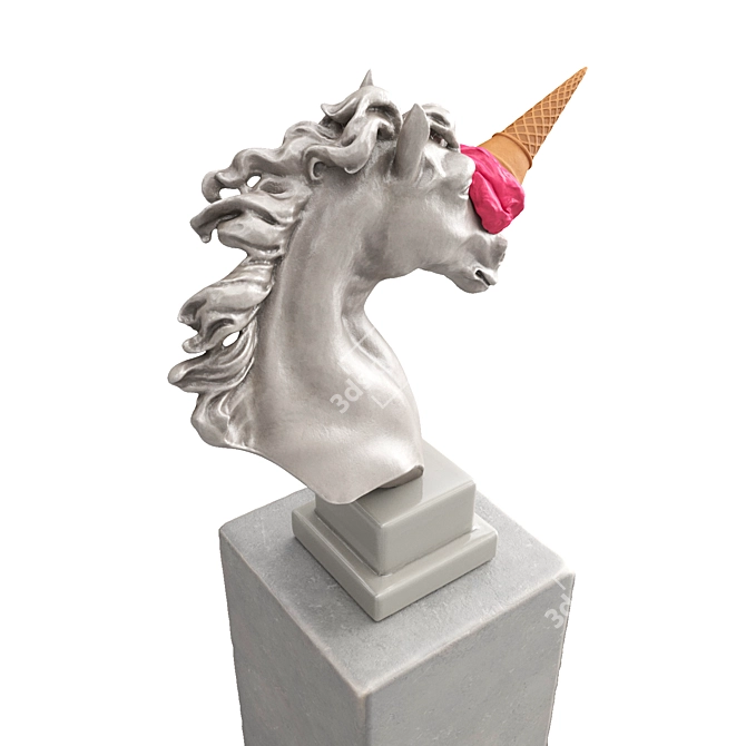 Unicorn Fantasy Ceramic Sculpture 3D model image 5