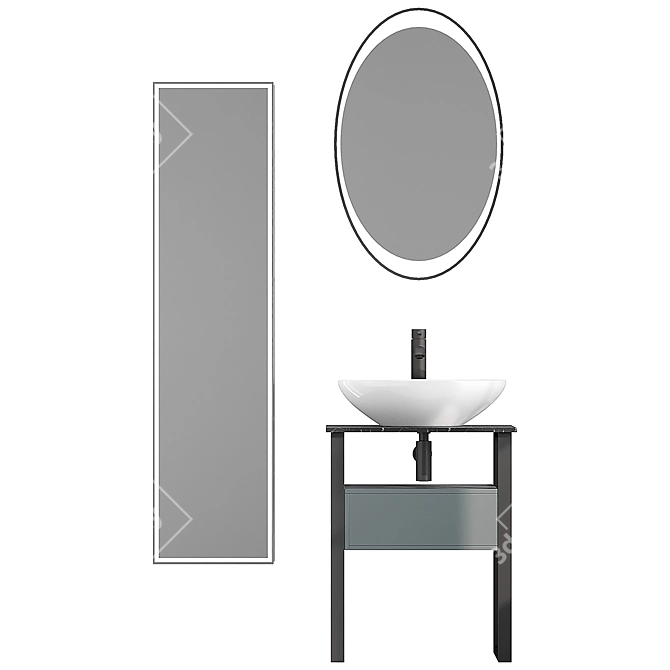 DIWO Elista 60 Anthracite Vanity Set 3D model image 2