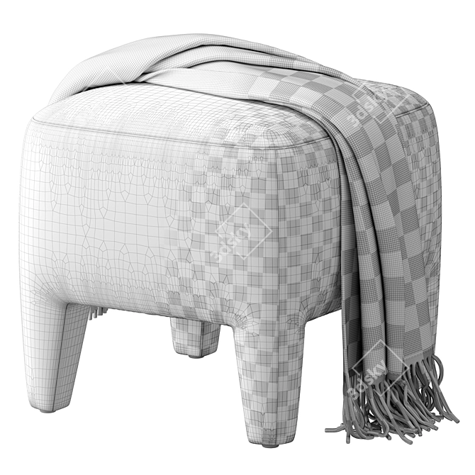 Elegant Turner Ottoman with Metal 3D model image 6