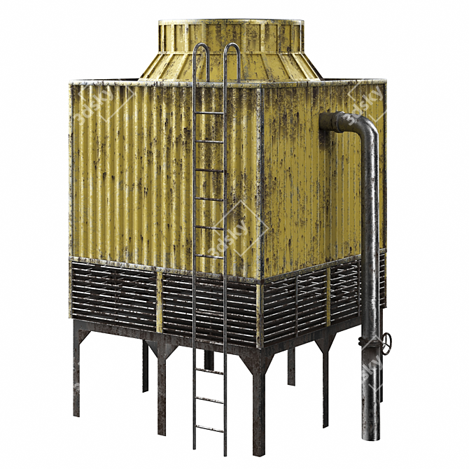 Industrial Cooling Tower 4K Model 3D model image 2