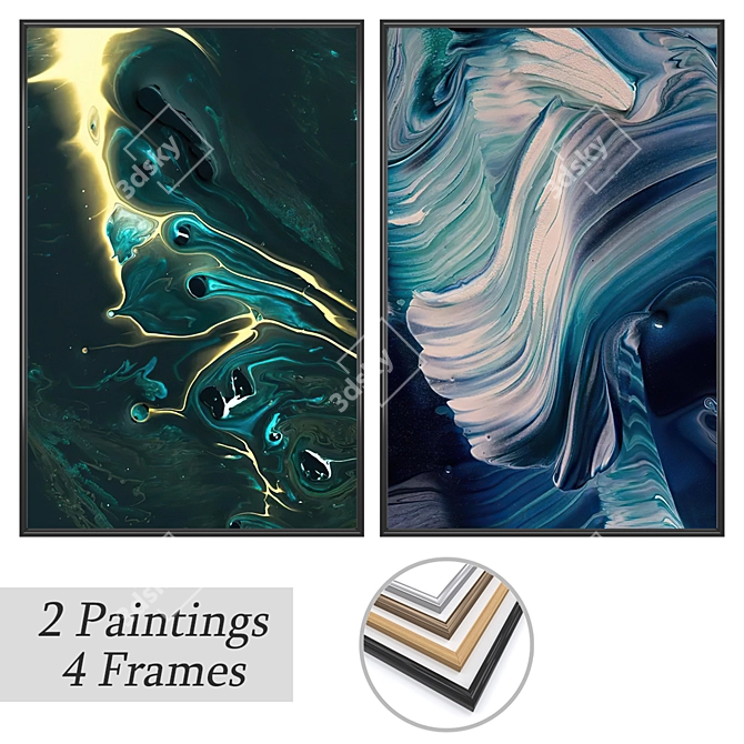 Decor Set with Frames Options 3D model image 1
