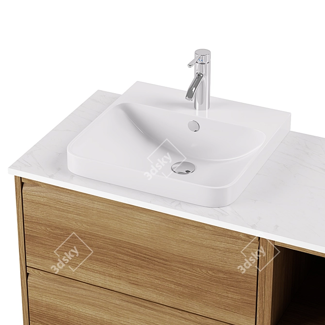  Oak & Marble Vanity Set 3D model image 2