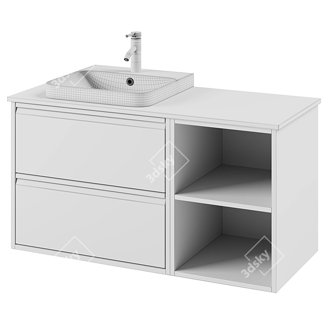  Oak & Marble Vanity Set 3D model image 3
