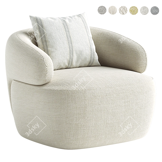 Swivel Armchair with Upholstered Design 3D model image 2