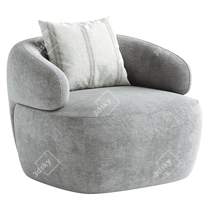 Swivel Armchair with Upholstered Design 3D model image 4