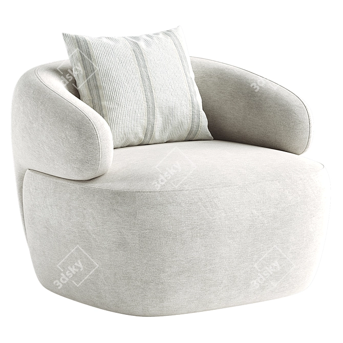 Swivel Armchair with Upholstered Design 3D model image 5