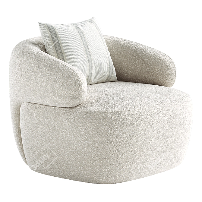 Swivel Armchair with Upholstered Design 3D model image 6