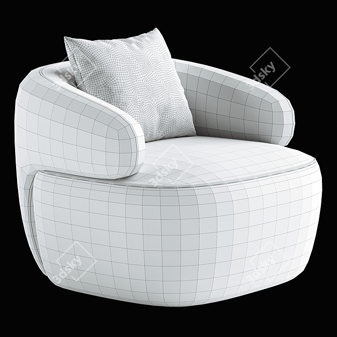 Swivel Armchair with Upholstered Design 3D model image 7