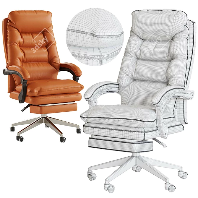 Ergonomic Leather Office Chair 3D model image 6