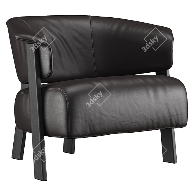 Contemporary Leather Wing Armchair 3D model image 1