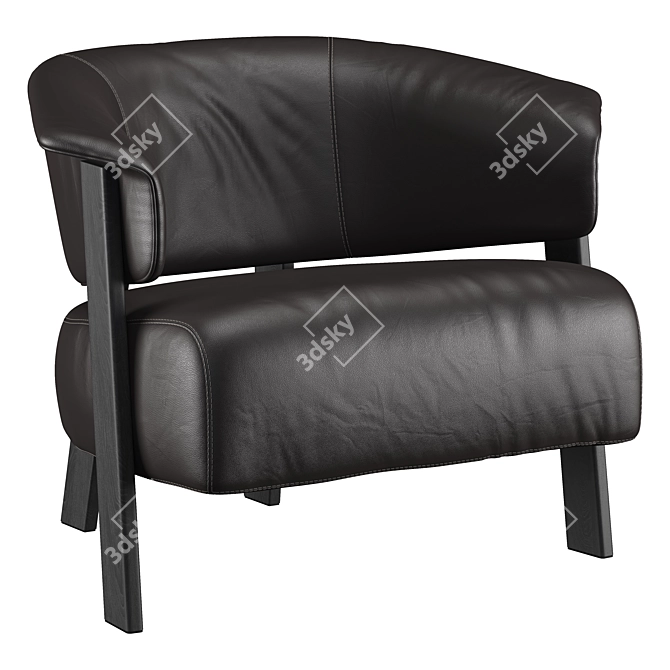 Contemporary Leather Wing Armchair 3D model image 2