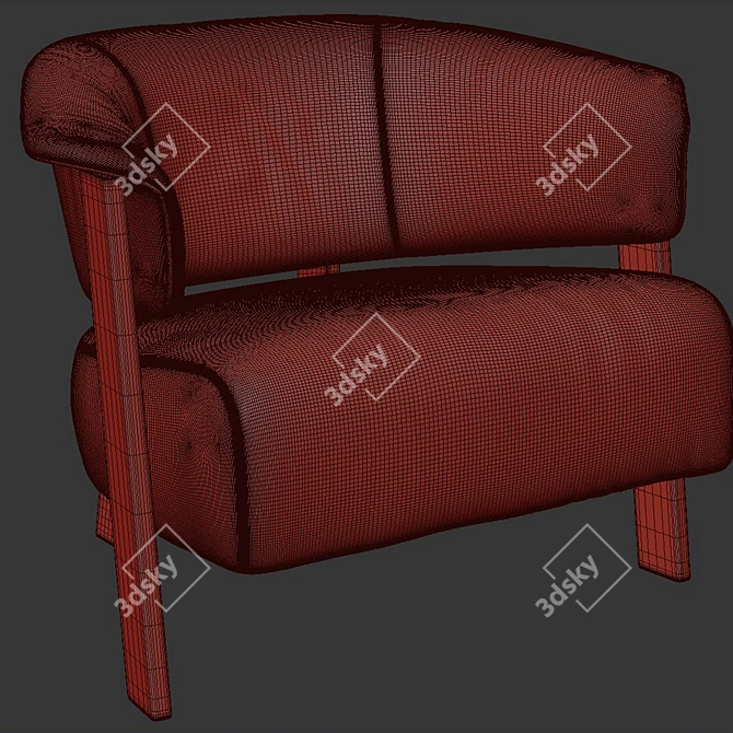 Contemporary Leather Wing Armchair 3D model image 5