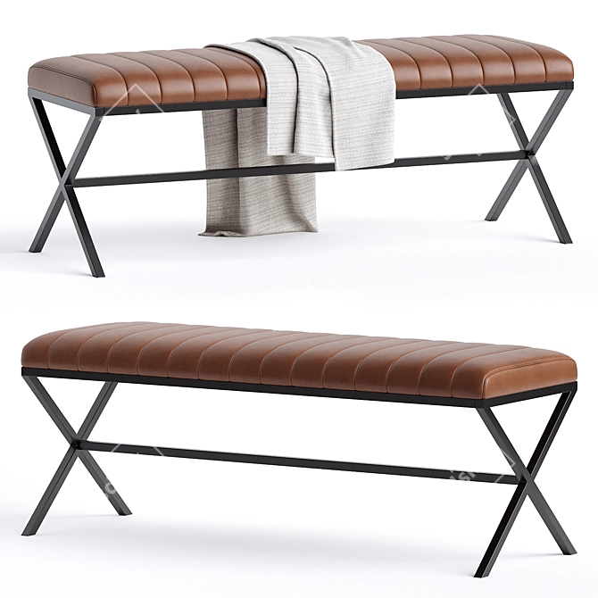 Elegant Faux Leather Seating Bench 3D model image 1