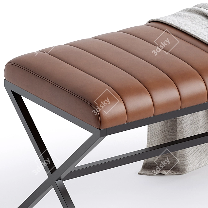 Elegant Faux Leather Seating Bench 3D model image 2