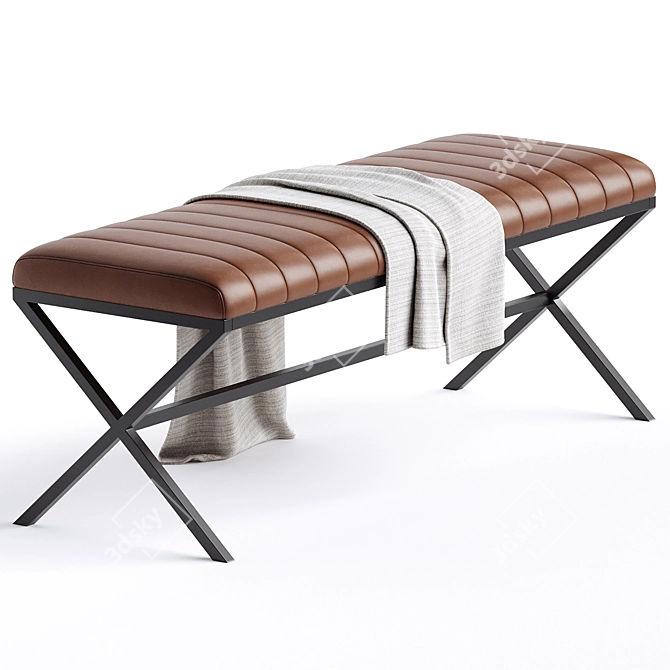 Elegant Faux Leather Seating Bench 3D model image 3