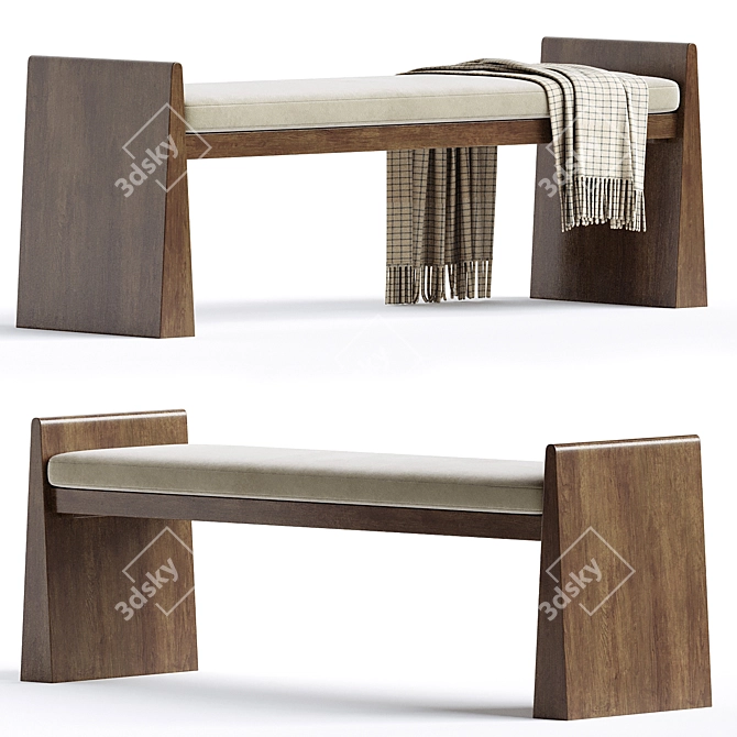Luxurious Asira Velvet Bench 3D model image 1