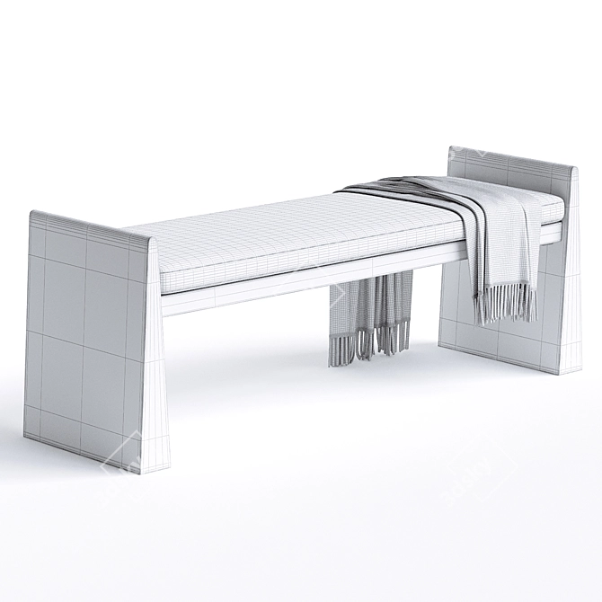 Luxurious Asira Velvet Bench 3D model image 3