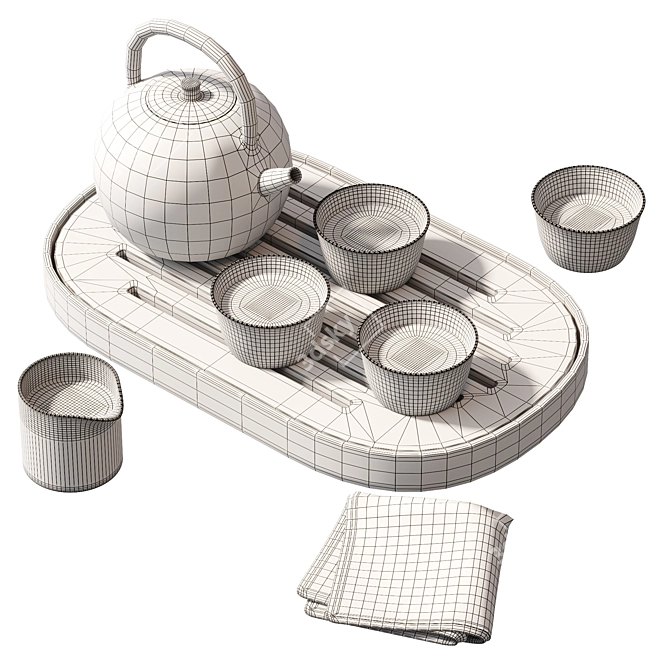 Elegant Tea Decor Set 3D model image 3