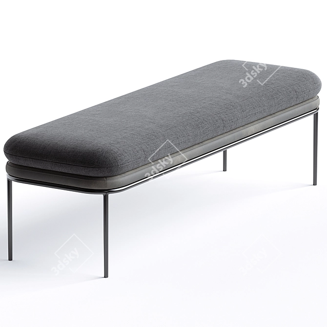 Sleek Gun Grey Bench 3D model image 3