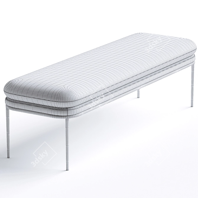 Sleek Gun Grey Bench 3D model image 5