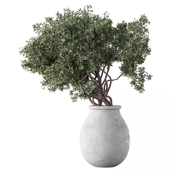 Spring Green Branches Bouquet 3D model image 1