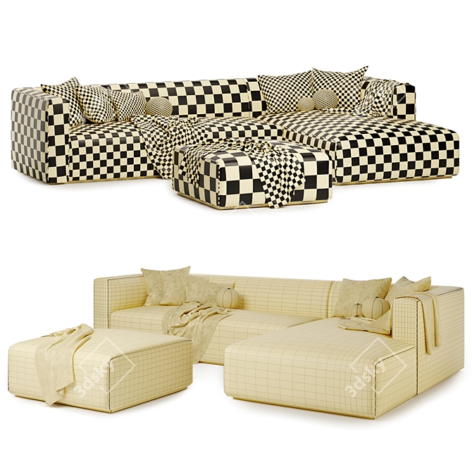 Stylish Match Sofa Set - 2 Colors 3D model image 3