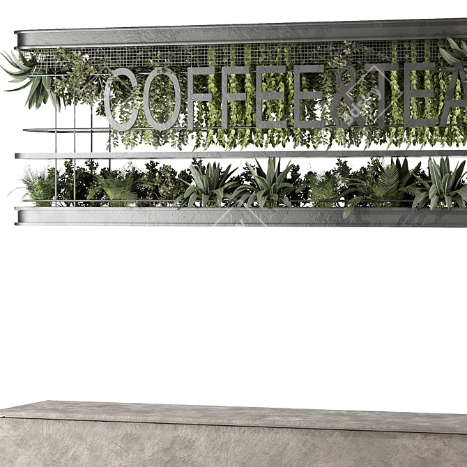 Modern Reception Desk With Plants 3D model image 3