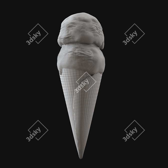 Two-Tone Ice Cream Cone 3D model image 6