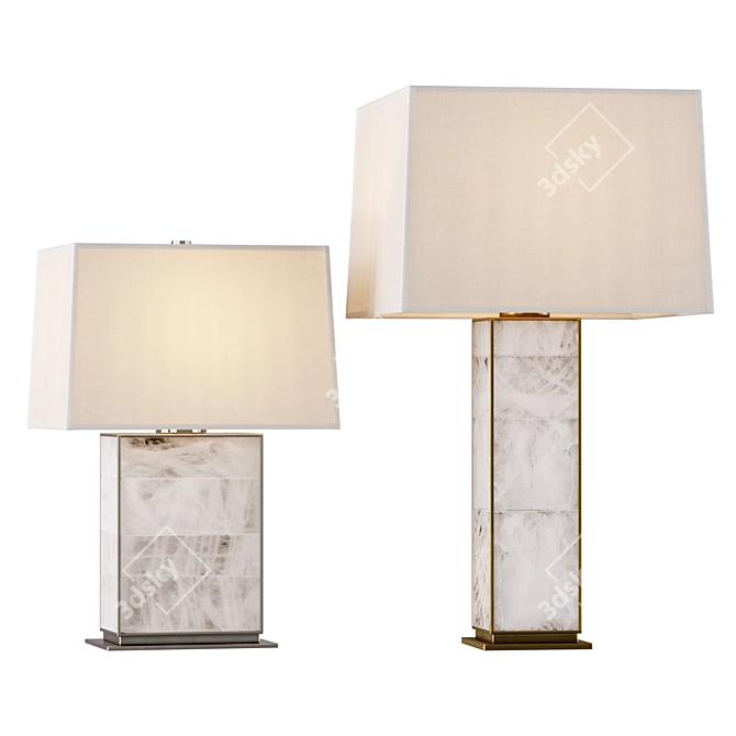Quartz Panel Brass Bedside Lamp 3D model image 1