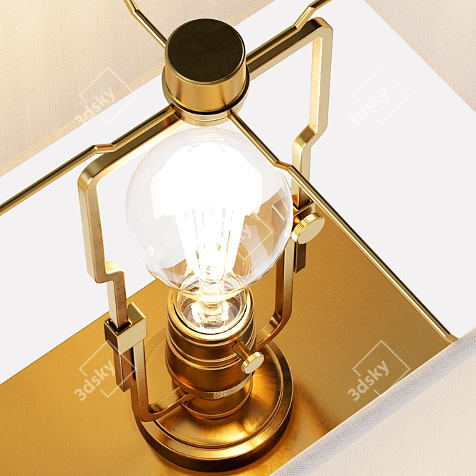 Quartz Panel Brass Bedside Lamp 3D model image 11