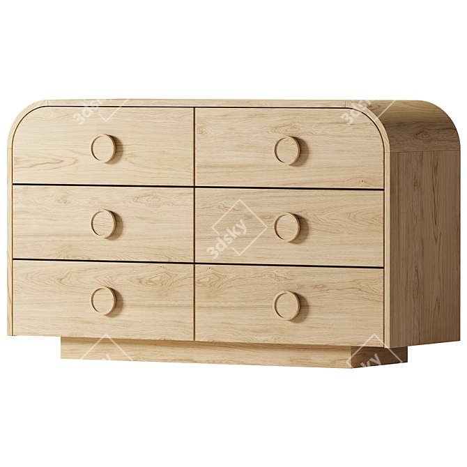 Chic Statement 6-Drawer Dresser 3D model image 1