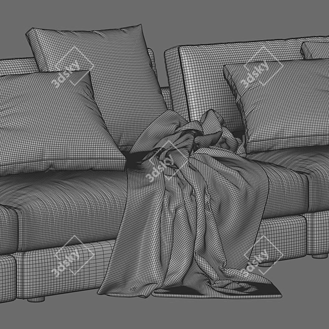 Elegant Cassina Miloe 3-Seater Sofa 3D model image 5