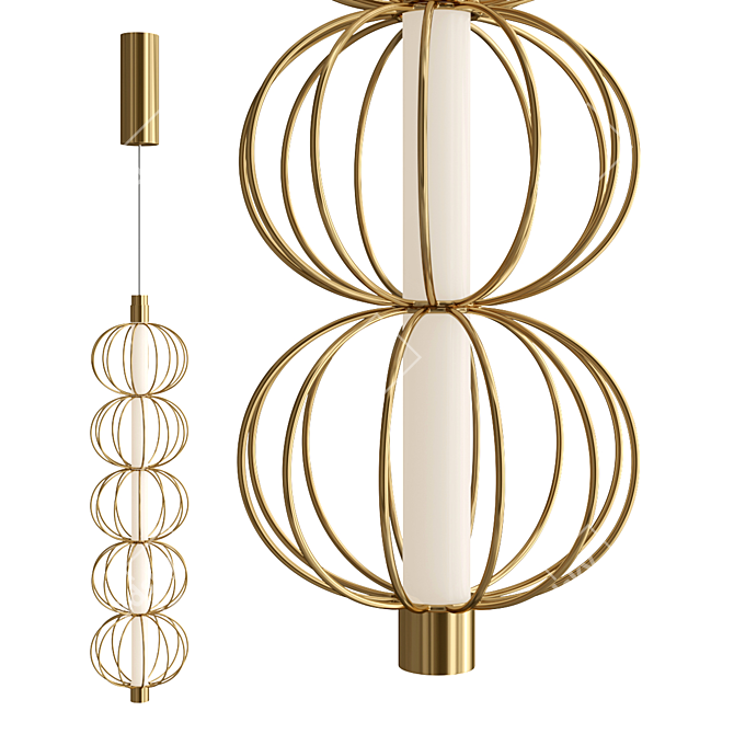 Golden Cage Pendant LED Light 3D model image 1