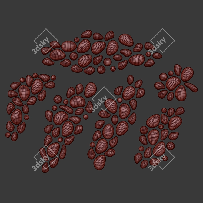 Modern Abstract Mirror Drops Wall Art 3D model image 14
