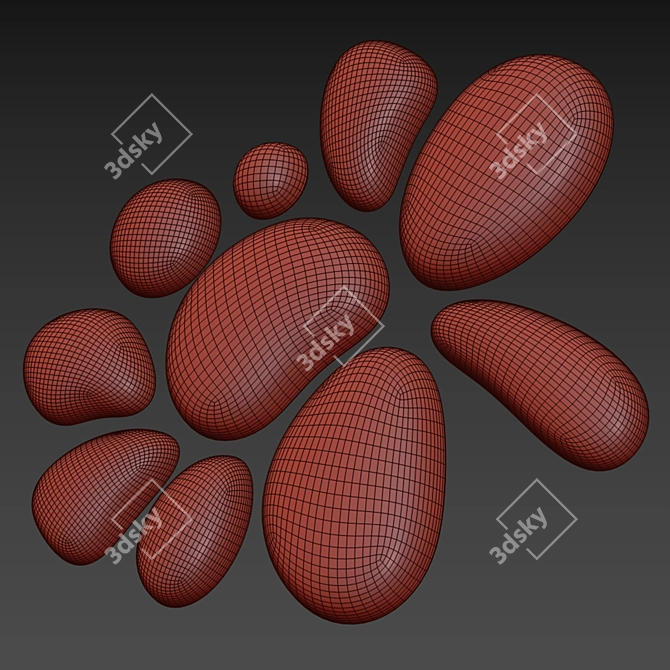 Modern Abstract Mirror Drops Wall Art 3D model image 18