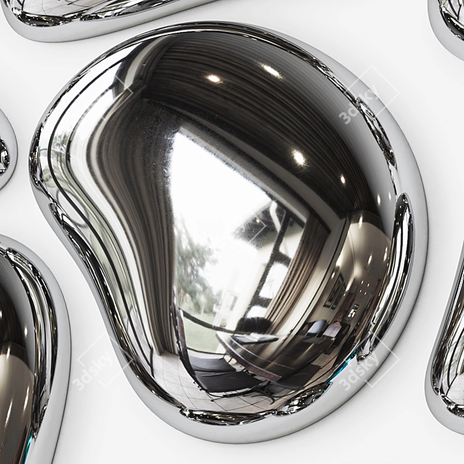 Modern Abstract Mirror Drops Wall Art 3D model image 4