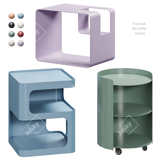 Minimalist Bedside Nightstand Set 3D model image 5