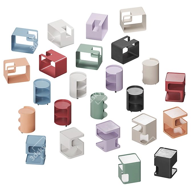 Minimalist Bedside Nightstand Set 3D model image 9
