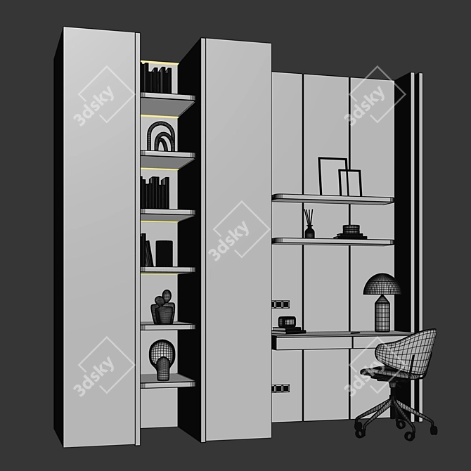 Modern Home Office Furniture Setup 3D model image 3