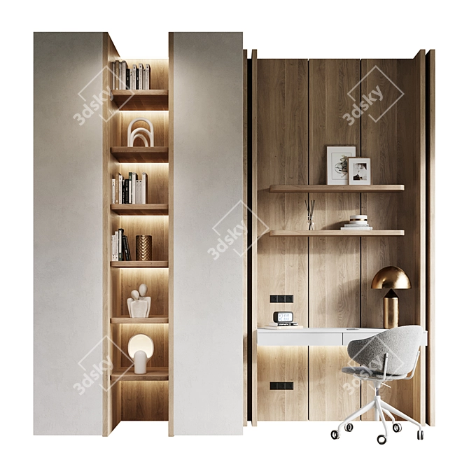 Modern Home Office Furniture Setup 3D model image 6