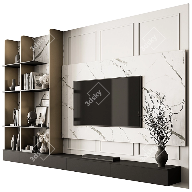 Monochrome TV Wall Art Set 3D model image 2