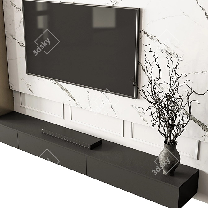 Monochrome TV Wall Art Set 3D model image 4