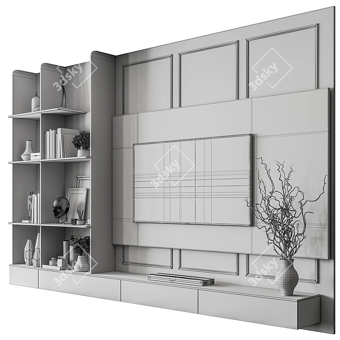 Monochrome TV Wall Art Set 3D model image 5